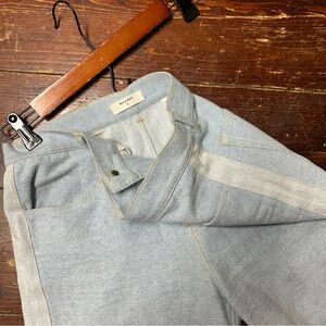 Billy Reid lightwash cotton denim flowy jeans size 2 side stripe raw edge Italy